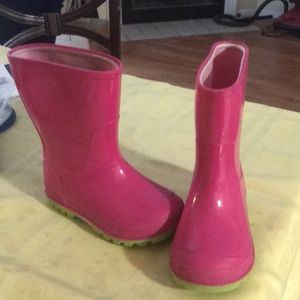 Pink rain boots
